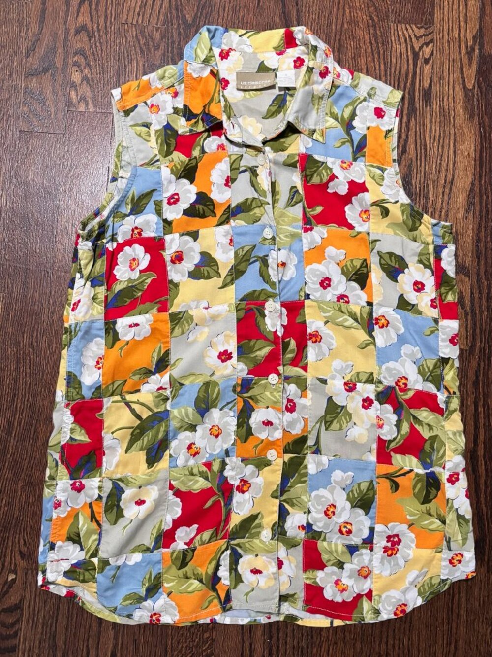 Vintage Liz Claiborne Lizwear Floral Sleeveless Button Up Size M